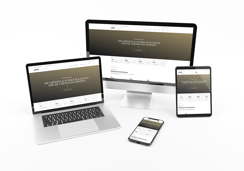 bildschirme mit webdesign rechtsanwalt